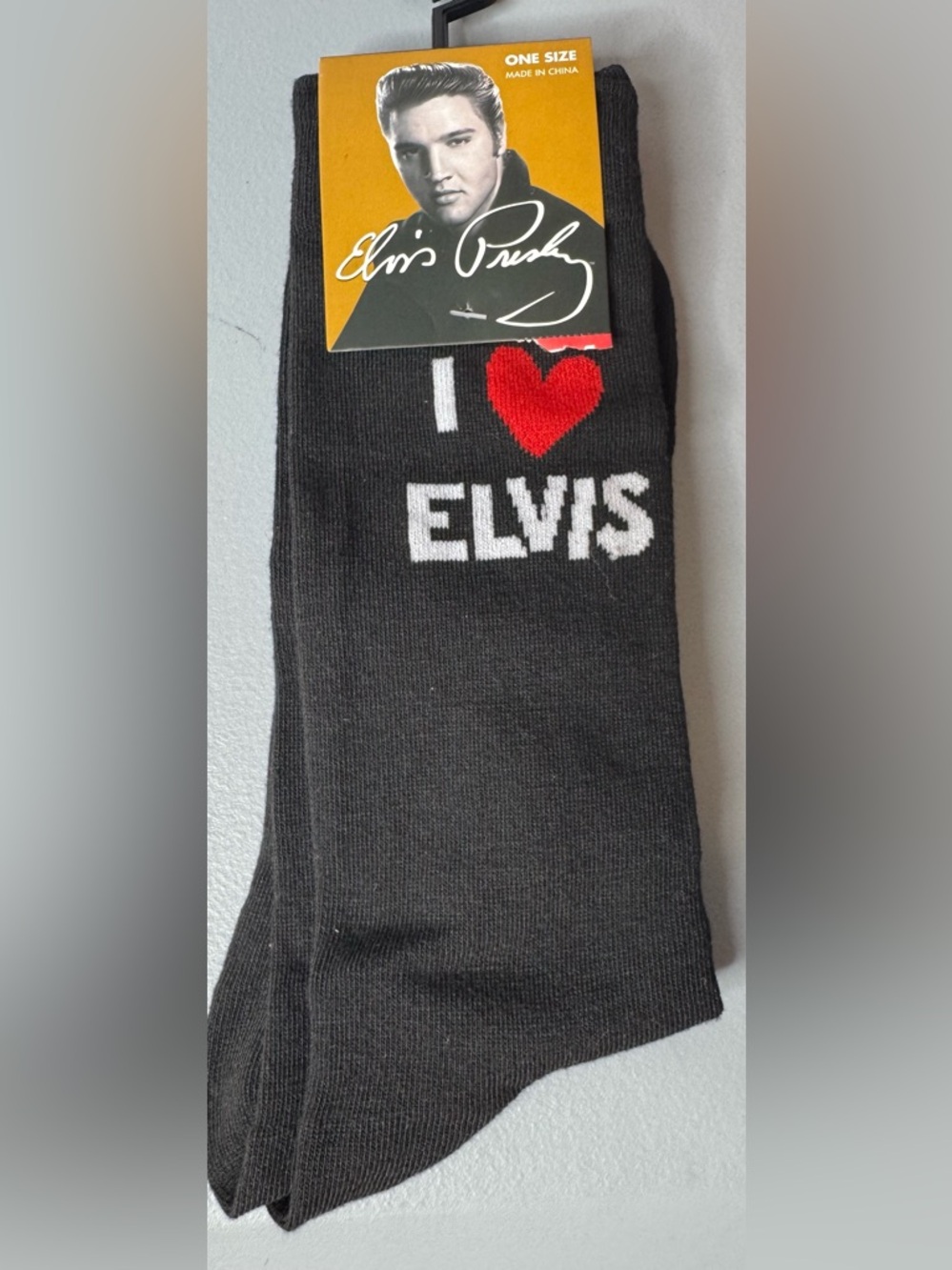 Elvis Presley Black 'I ♥ Elvis' I love Elvis Crew Socks icon nostalgic unisex